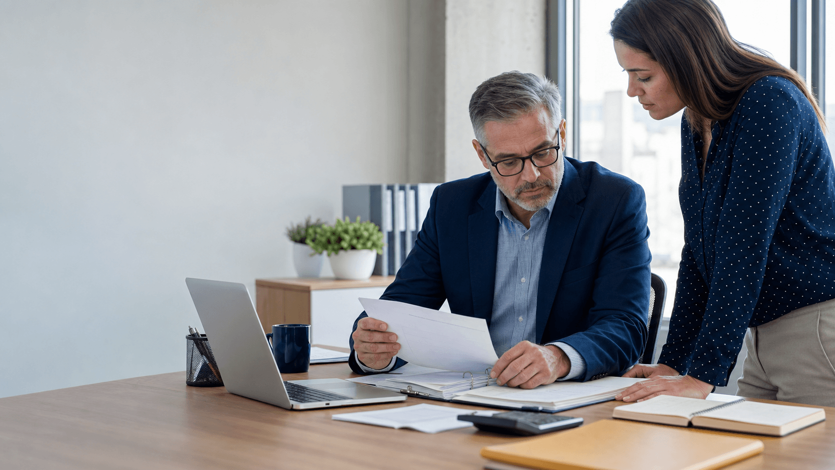 Loan servicing professionals reviewing an active loan file